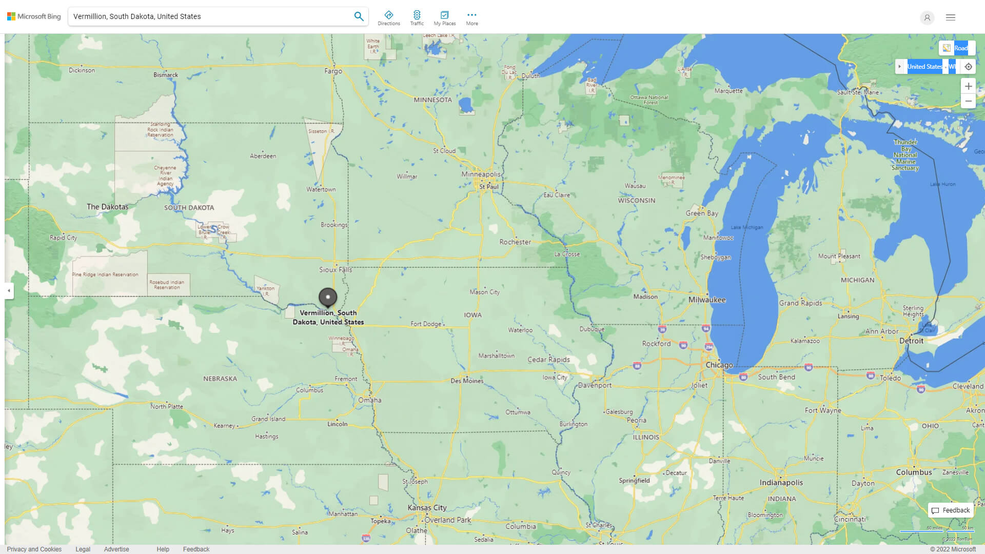 Vermillion Map South Dakota
